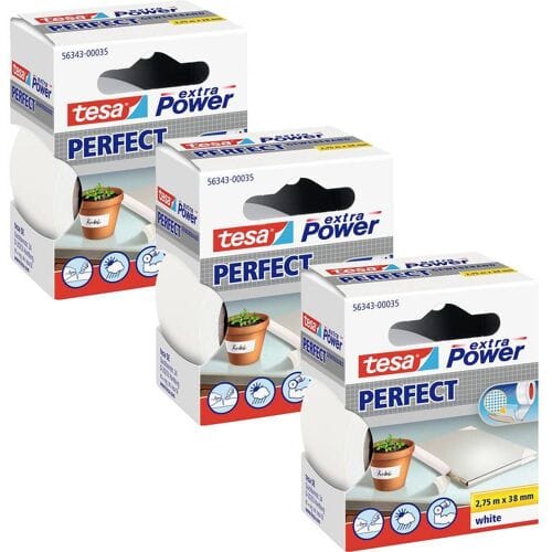 tesa EXTRA POWER PERFECT 56343-00501-04 Textieltape Wit (l x b) 2.75 m x 38 mm 3 stuk(s)