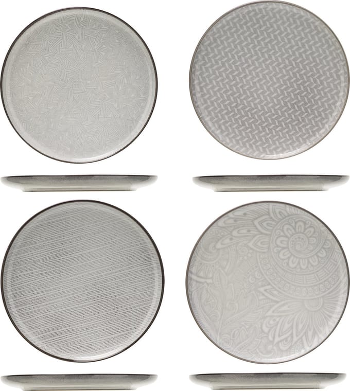 Cosy&Trendy Cuatro-grey Dessert Plate D20 Set 4 Assdigital Printing