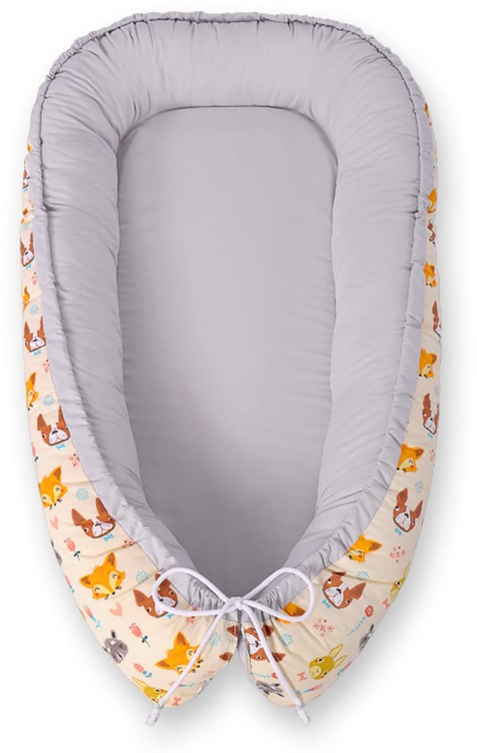 Babynest dubbelzijdig Premium Cocoon voor baby's BOBONO- crÃ¨me dieren