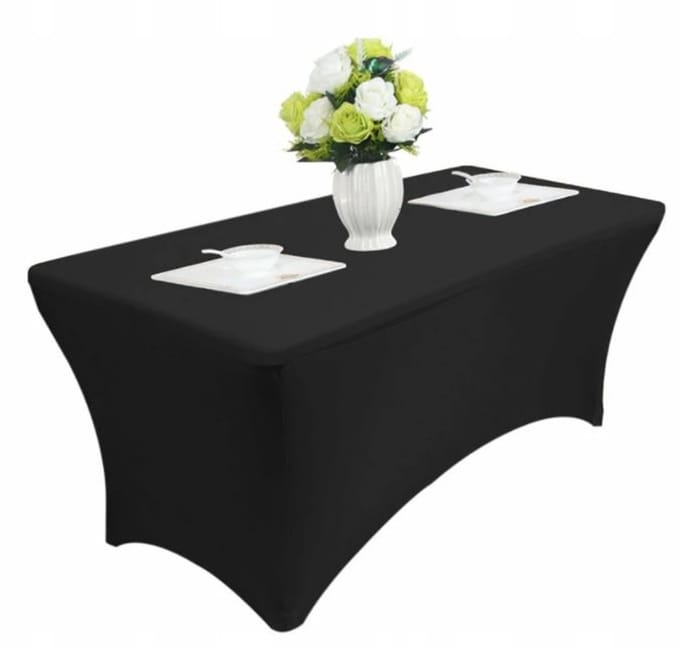 Meble odNowa - Rechthoekige Tafelkleed - Zwart - 240x80 cm - Elastaan;Polyester