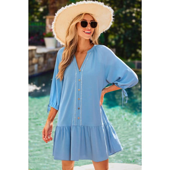 Lounge Day Blue Cover-Up Mini Dress