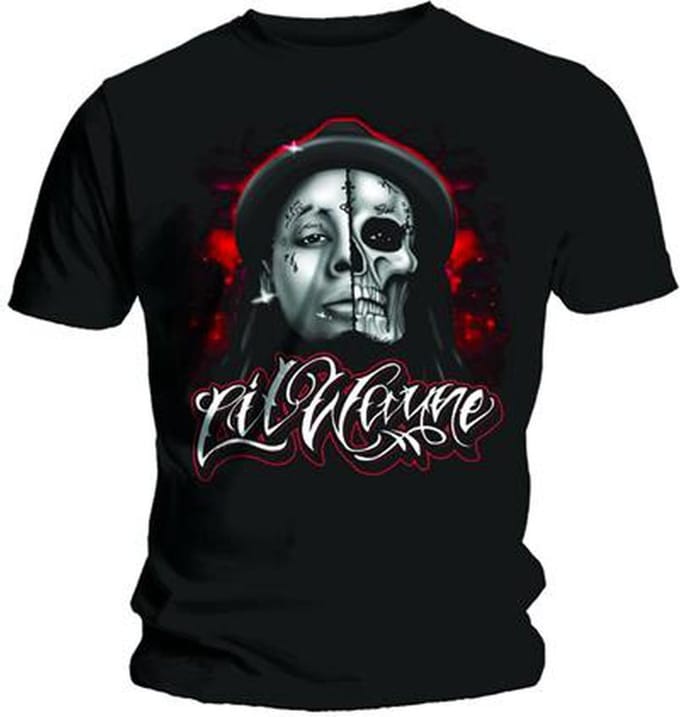 Lil Wayne - Skull Sketch Heren T-shirt - S - Zwart