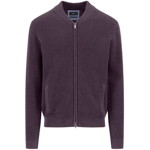 Fynch-Hatton Vest College Collar Solid Color Structure Supersoft Cotton Aubergine / male