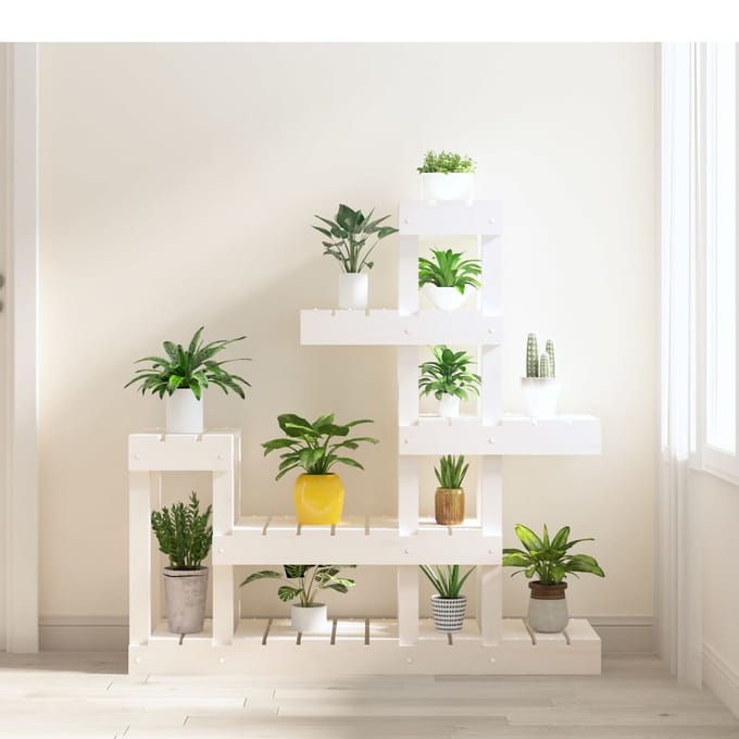 vidaXL - Plantenstandaard - 92x25x97 - cm - massief - grenenhout - wit