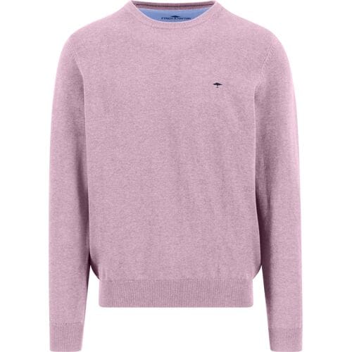 Fynch-Hatton Trui Solid Color O-Neck Superfine Cotton Magnolia / male