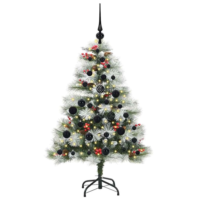 vidaXL - Kunstkerstboom - Groen - en - wit - 120 - cm - PVC - en - Metaal - en - Plastic