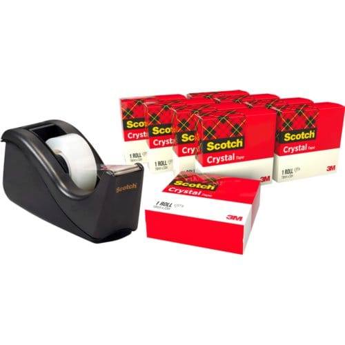 Plakband scotch crystal 600 19mmx33m transparant + Gratis c60 plakbandhouder
