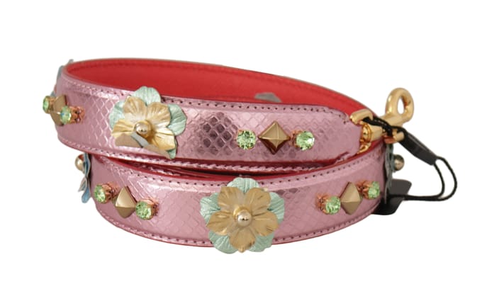 Dolce & Gabbana Elegante Metallic Roze Leren Schouderriem voor Dames