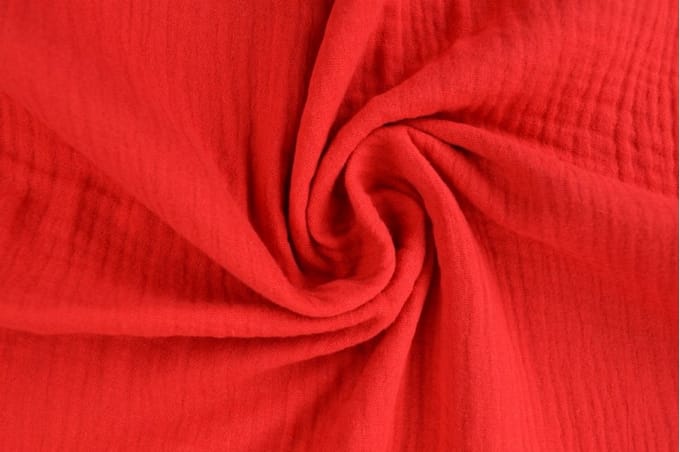 Mousseline stof - 1 meter - Per meter - Rood - 135cm breed