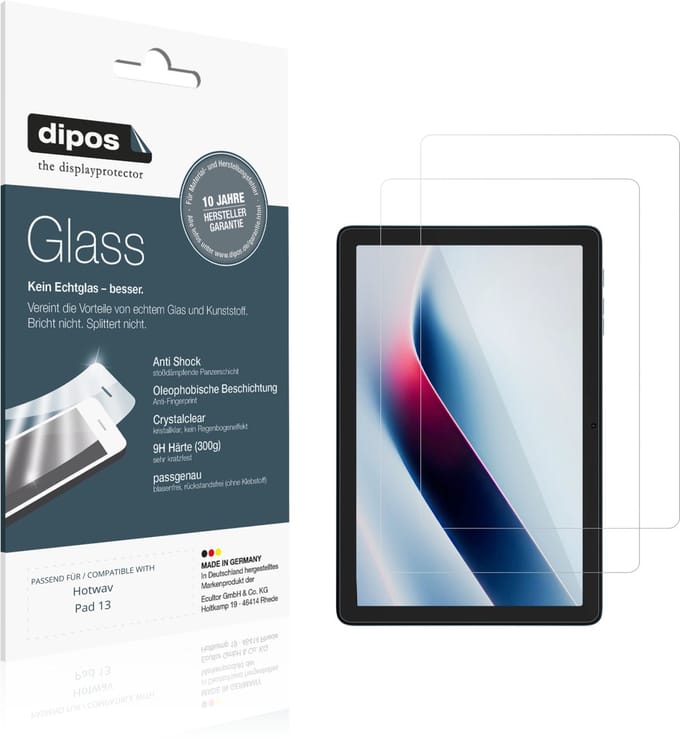 dipos – 2x Pantserfolie geschikt voor Hotwav Pad 13 | 9H Screenprotector