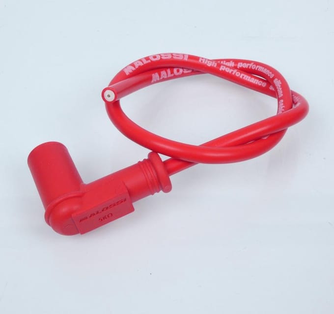 Antiparasite racing silicone Malossi 5 Kohm 90° pour bougie avec olive moto Neuf