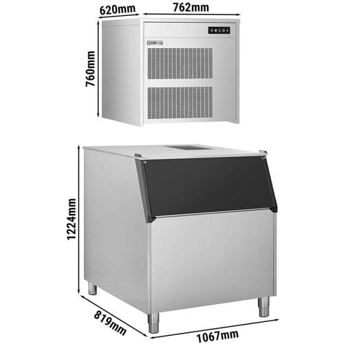 GGM Gastro Flockeneisbereiter - 390 kg / 24 h - inkl. Eisvorratsbehälter Zilver