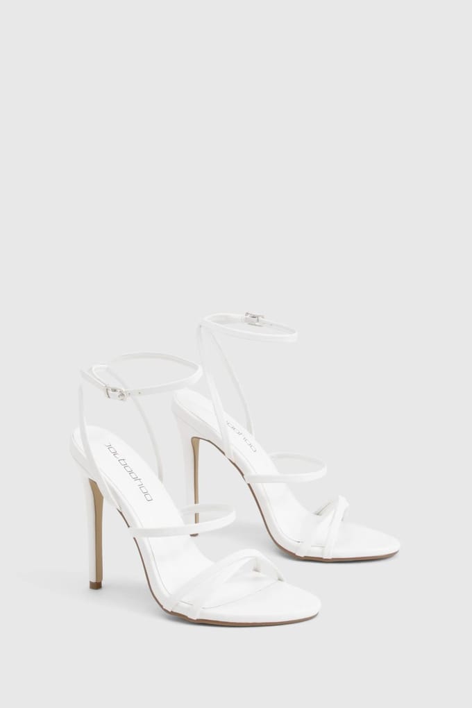boohoo Dames Stilettohakken met bandjes | White | Maat: 8
