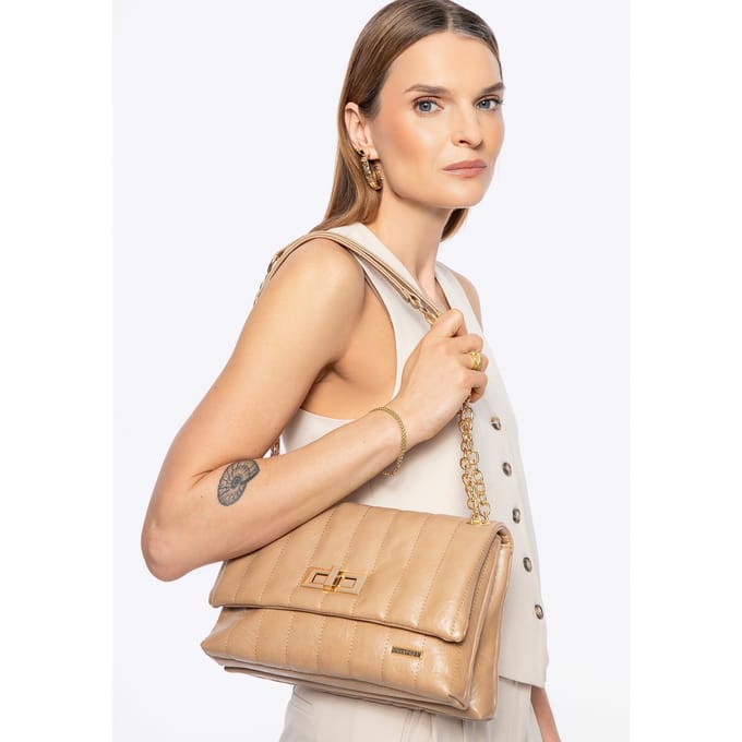Wittchen Dames Tas - Eco-leer Crossbody - Twee Compartimenten - Klein - Beige