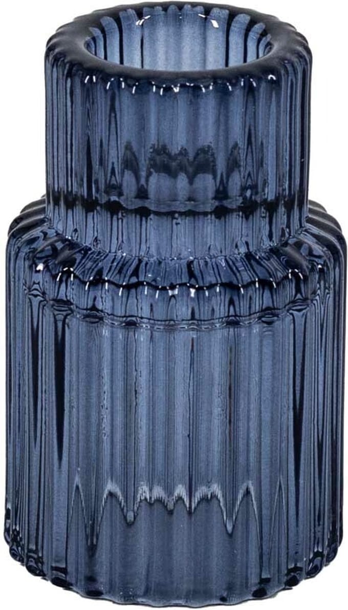 Glazen waxine- en kaarsenstandaard blauw