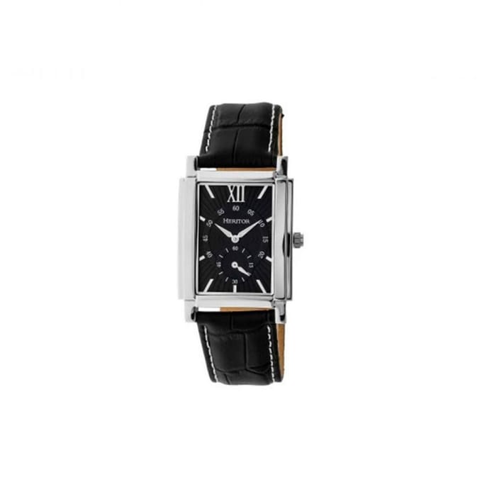 Heritor Automatic Frederick horloge met leren band - Zilver/Zwart
