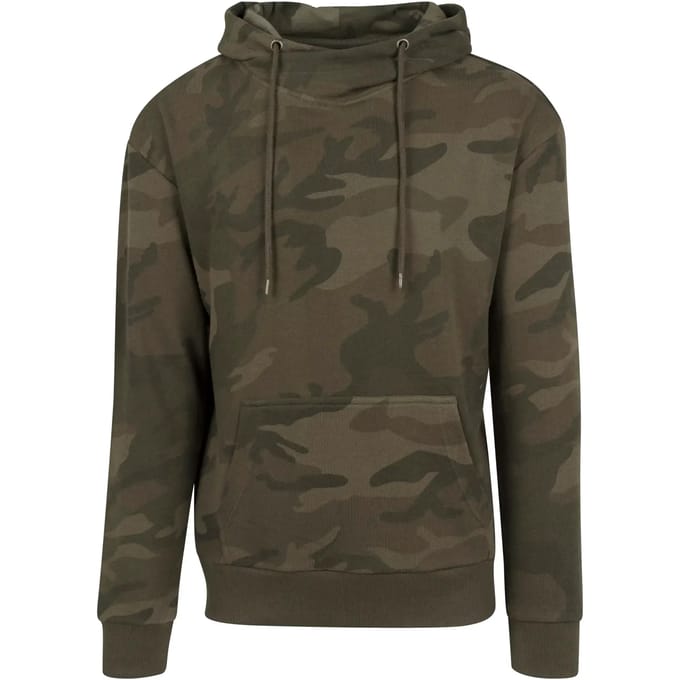 Urban Classics - High Neck Camo Hoodie/trui - S - Groen