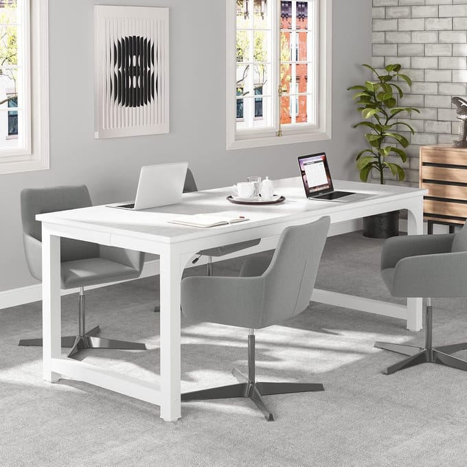 Bureau 180x80 cm Groot Computerbureau Industrieel Werkbureau Thuiskantoor Gaming Bureau Rustiek Bruin wit- Vermissen