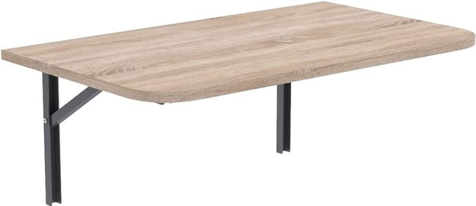 Opklapbare Wandtafel - Inklapbaar Bureau - Ruimtebesparend Werken - Afgeronde Hoeken - 80x50cm - Sonoma