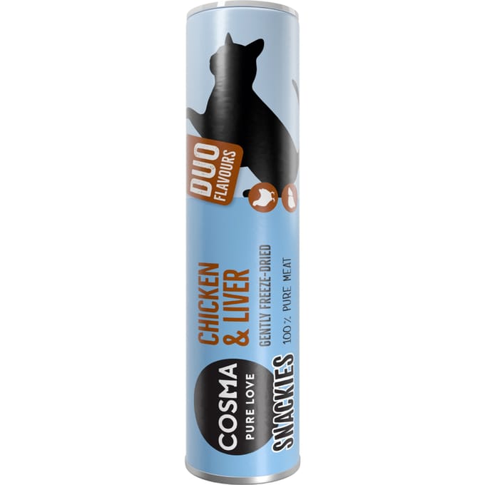 140g Snackies DUO 5 x Kippenborst & Kiplever Cosma Kattensnacks