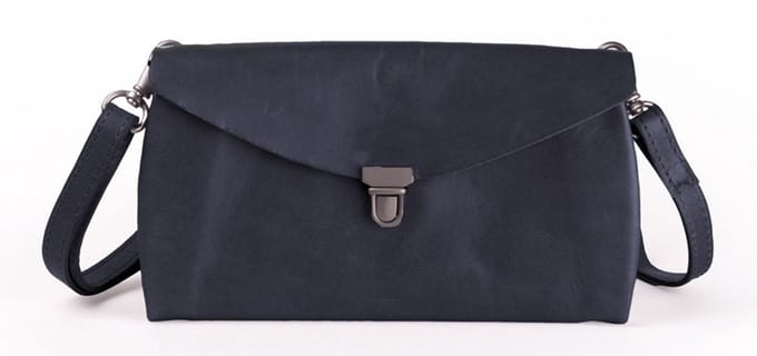 HAROLD'S Leren Schoudertas Koppeling Fold Handbag Clutch Dark Blue Donkerblauw