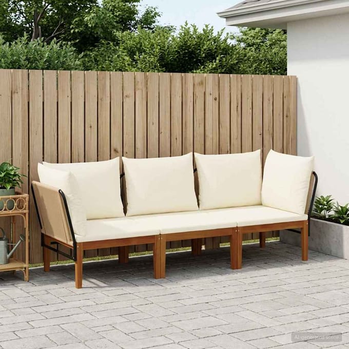 vidaXL - 3 - st - Massief - acaciahout - & - touw - Naturel