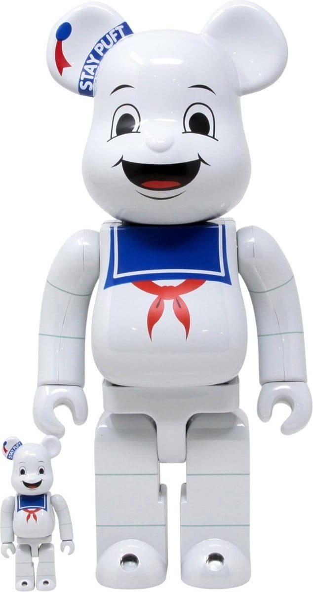 400% & 100% Bearbrick set - Stay Puft Marshmallow Man (White Chrome)