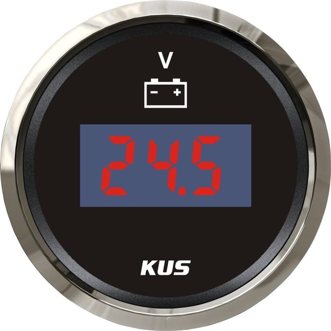 Digitale Voltmeter - Spanningsmeter - Voertuig Controle - Waterdicht IP67 - 52mm - Zwart