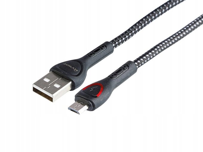 MYWAY Microvezel Laadkabel met LED Indicator, 2m, Grijs