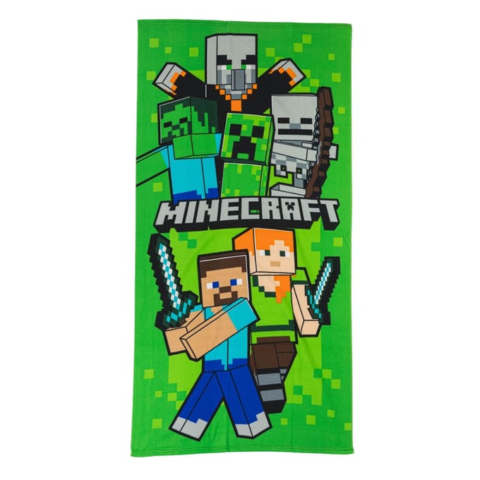 Minecraft groen strandlaken 70 x 140 cm