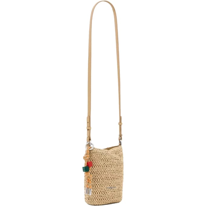 Desigual schoudertas Half Logo Raffia Bag Natural beige
