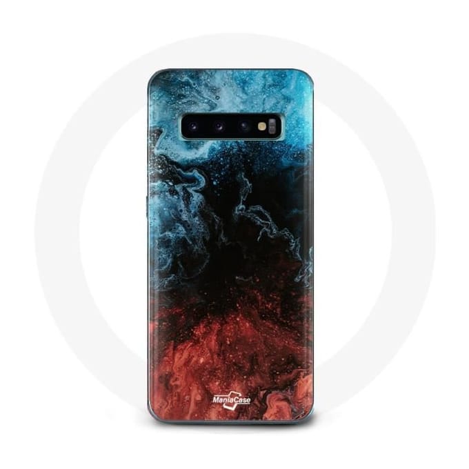 Coque pour Samsung Galaxy s10 plus fond de texture abstraite rouge noir bleu