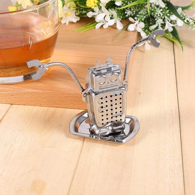 Roestvrij Staal Losse Thee Blad Infuser Bal Zeef Filter Diffuser Kruiden Specerijen Robot Vorm white