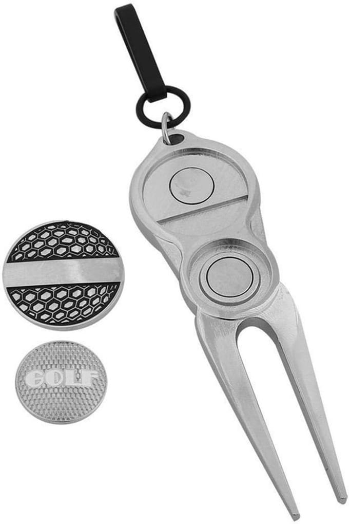 Vgeby1 Golf Divot Tool - Metalen Golf Repair Fork met Ball Markers