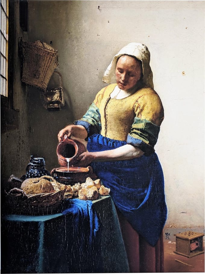 Canvas Schilderij - Het Melkmeisje - Johannes Vermeer - 60x90 cm