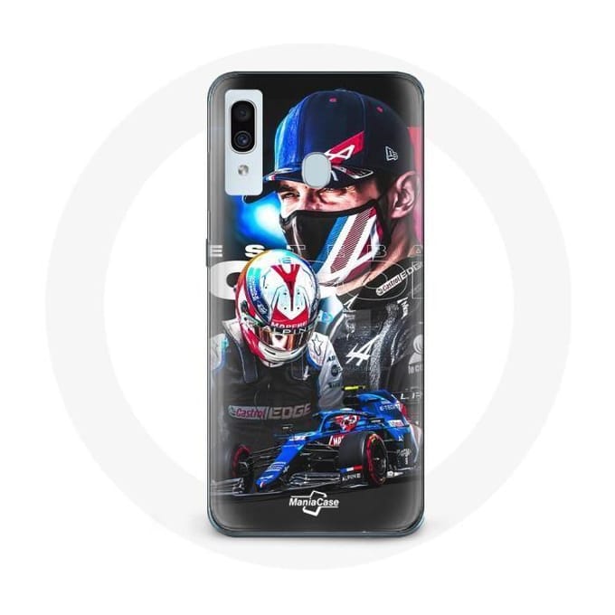 Coque pour Samsung Galaxy A40 - MANIACASE - Formule 1 Esteban Ocon - Souple - Sportif - Noir
