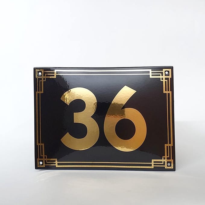 Art deco | jaren ’30 | luxe emaille huisnummer - 36