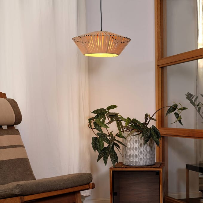 OSRAM DECOR Stripes Hanglamp E27 Beige 405mm, Hanglamp gemaakt van staal en polyester voor grote eetkamer