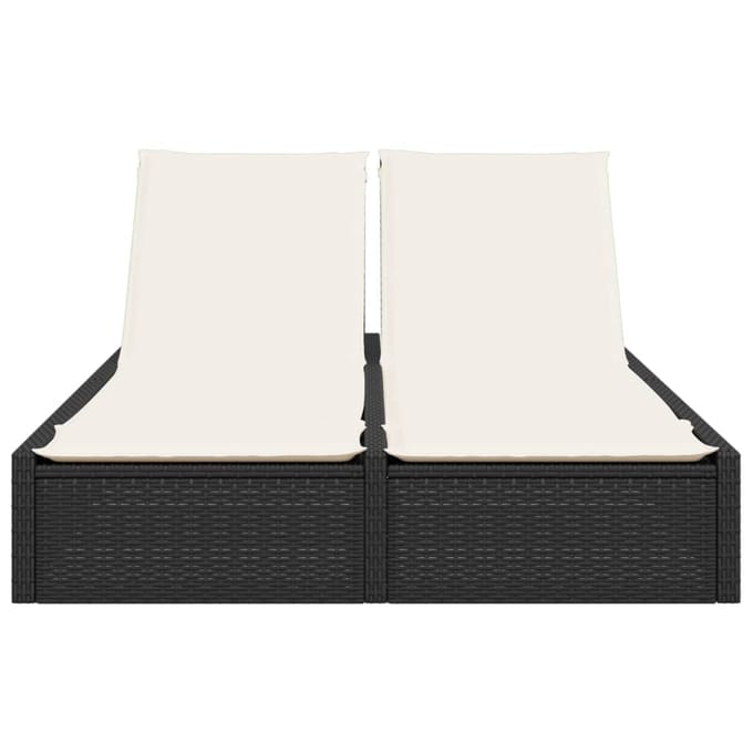 vidaXL - Ligbed - 2-persoons - met - kussens - poly - rattan - zwart