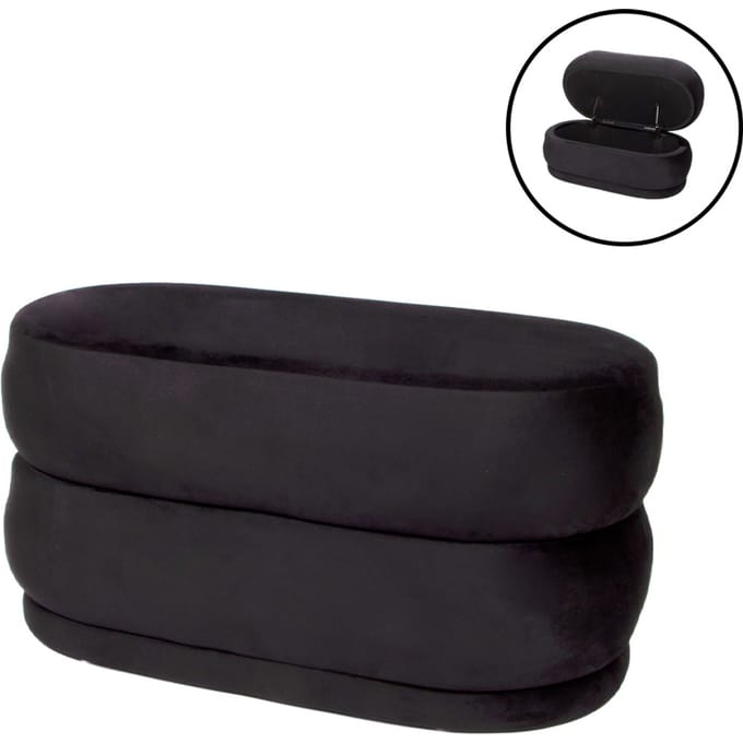 Milton & Oldbrook Velvet Poef + Opbergbox Catania Zwart