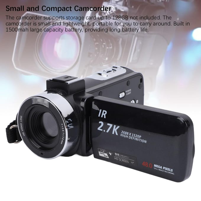 Videocamera Camcorder 2.7K Digitale Camera Recorder 48MP 3.0 Inch Rotatie TFT-scherm 16X Digitaal