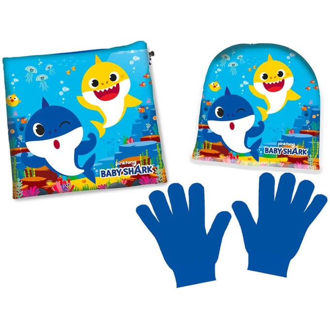 Baby Shark muts, col en handschoenen