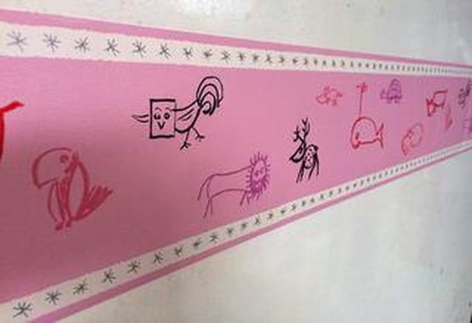 Behangrand / behang rand Eijffinger type "Noah" bxl 13 cm x 10 meter zacht Roze