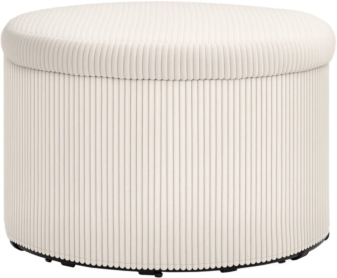 HOMCOM-Ottomane-Polyester, Mehrschichtplatte-60L x 60B x 41H cm-Beige