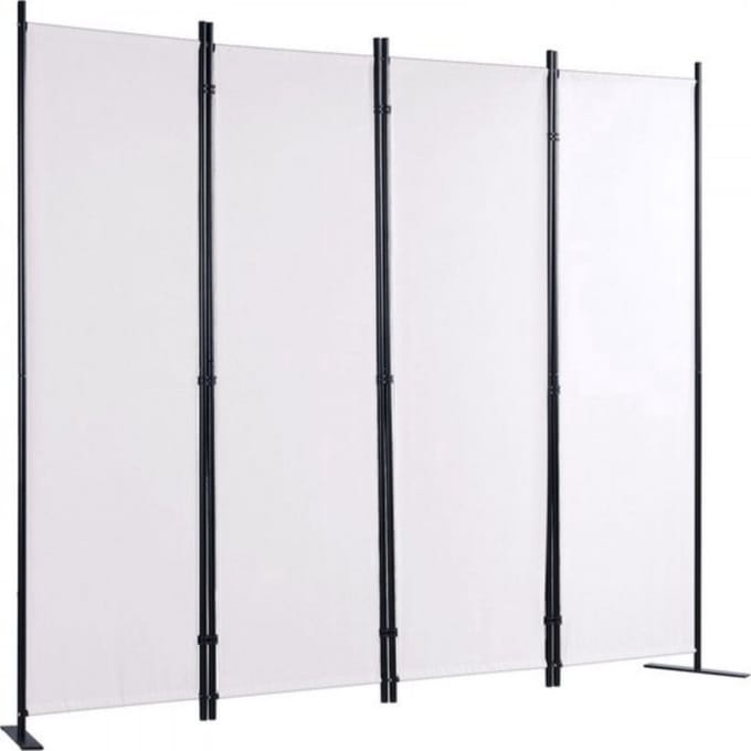 Scheidingswand - 4 panelen - Kamerscherm - Paravan - Wit - Opvouwbaar - 224x171cm