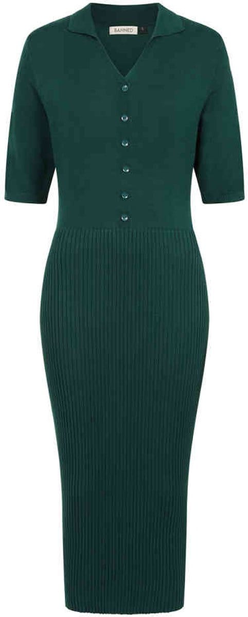 Banned - Federica Knitted Kokerjurk - M - Groen