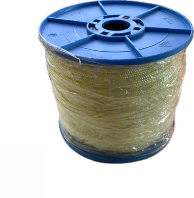 Nylon starterskoord wit+gele merkdr 3,5mm 100 meter