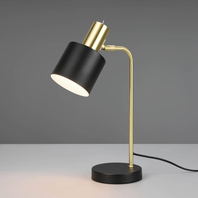 Reality - LED Tafellamp - Tafelverlichting - E14 Fitting - Rond - Zwart/Goud - Aluminium