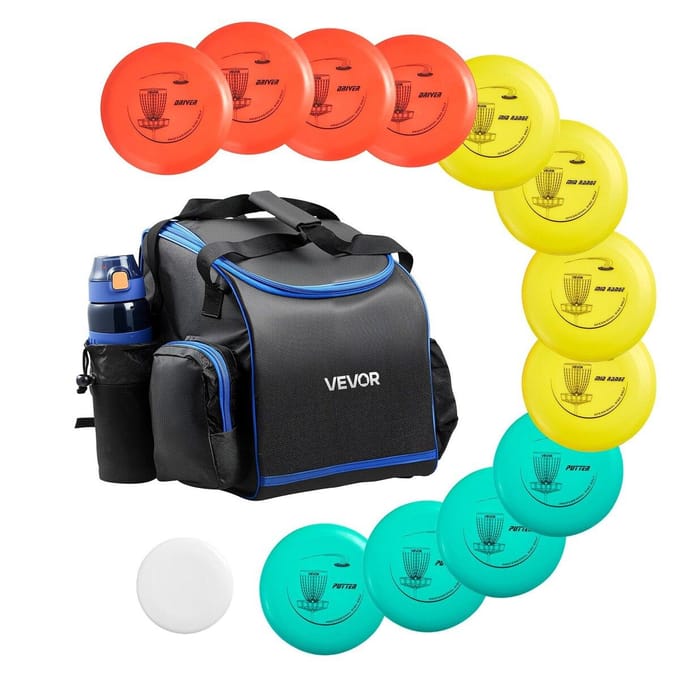 Disc Golf Set, 12 STUKS Vliegende Schijven voor Beginners, Disc Golf Starter Set, met Putter, Mid-Range, Driver, Inclusief Mini Marker, Draagbare Rugzak, voor