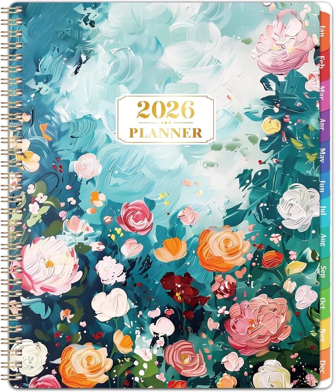 Jaarplanner 2026 | Week- en Maandoverzicht | Groot Formaat 9x11 Inch | Met Spiraalbinding